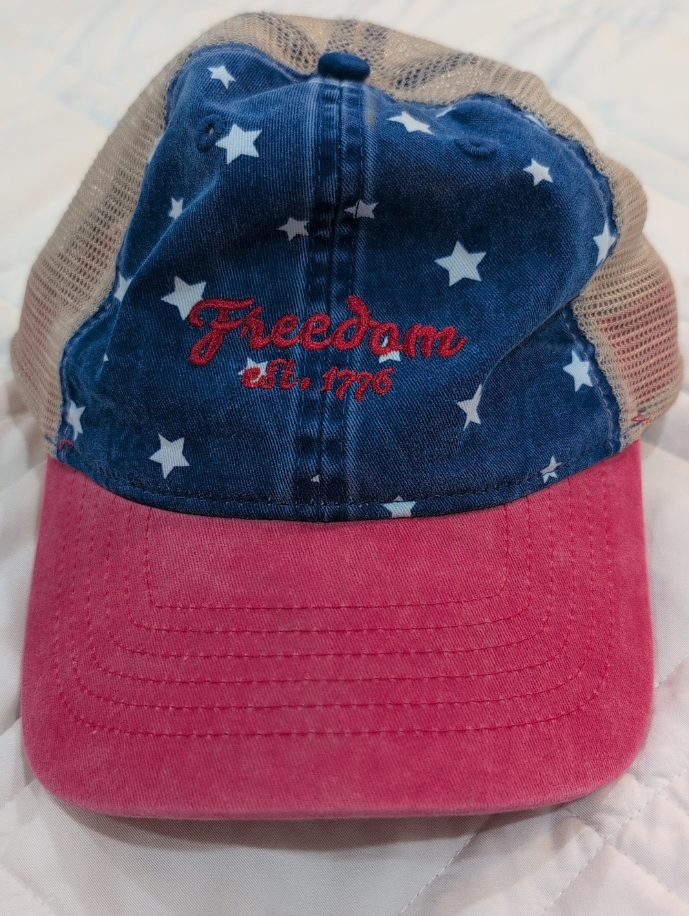 NFINITY Patriotic Navy Star Print Trucker Cap